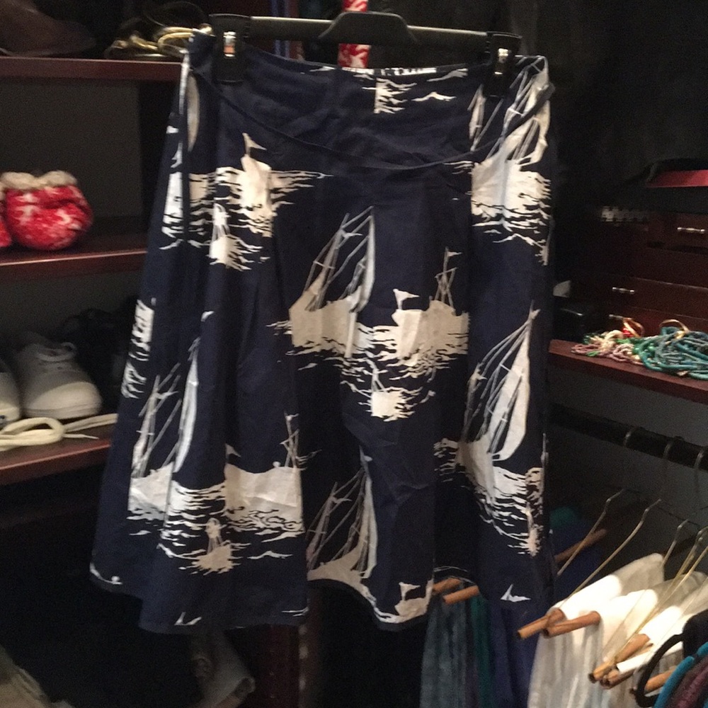 Talbots Navy and White Skirt